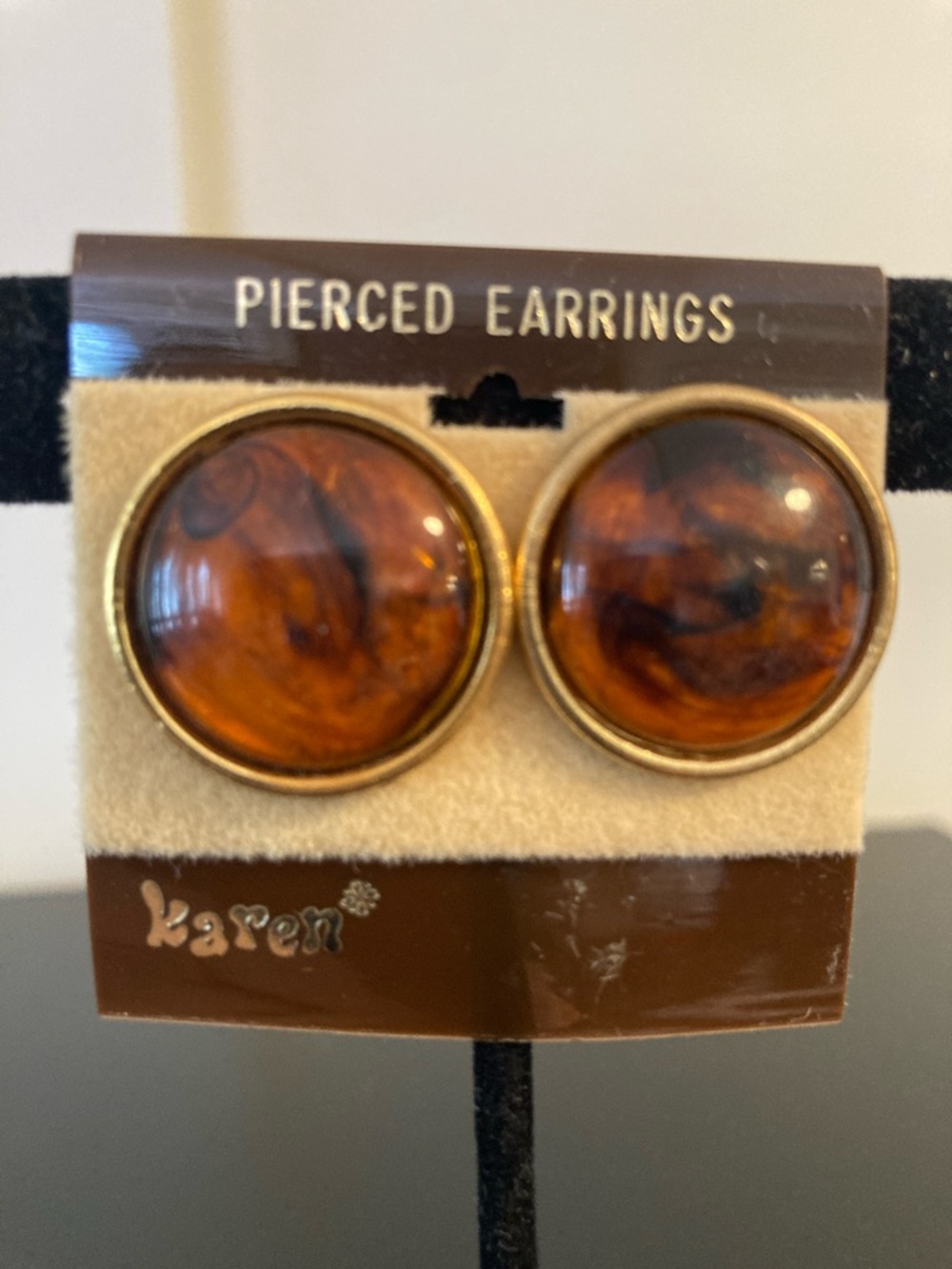 Karen Amber-Tone Round Stud Earrings